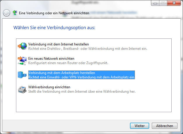 Neue VPN Verbindung