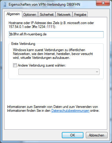Eigenschaften der VPN-Verbindung